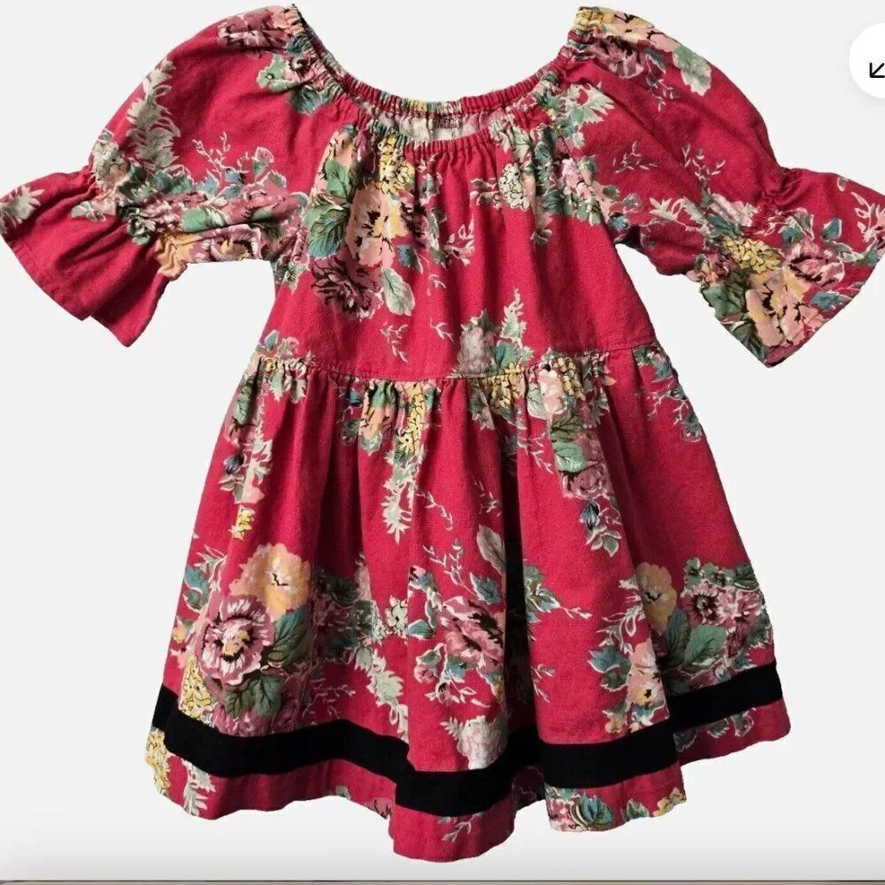 Matilda Jane Linen Blend Top Flare Sleeve Sparkletown Holly Fiona Red Floral 6